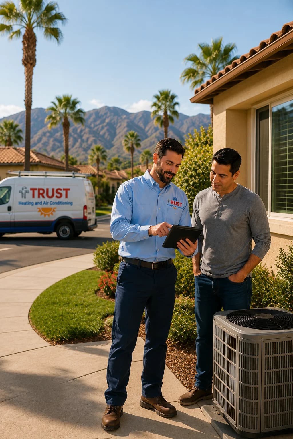 A Trust Heating and Air Conditioning technician at work